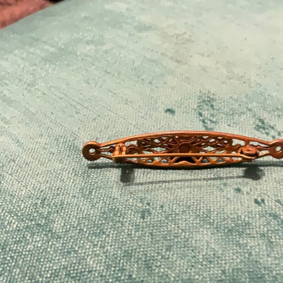 Beautiful antique gf filigree antique broach - amethyst and emerald (?) - Picture 3 of 7